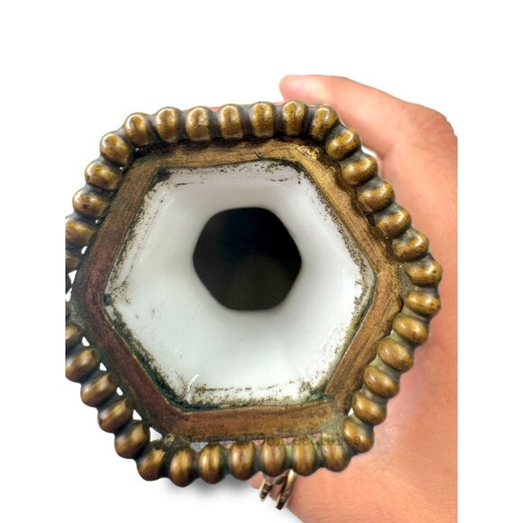 Antique French Sèvres-Style Porcelain Vases Pair w/ Gilt Bases 19th C - Picture 10 of 16